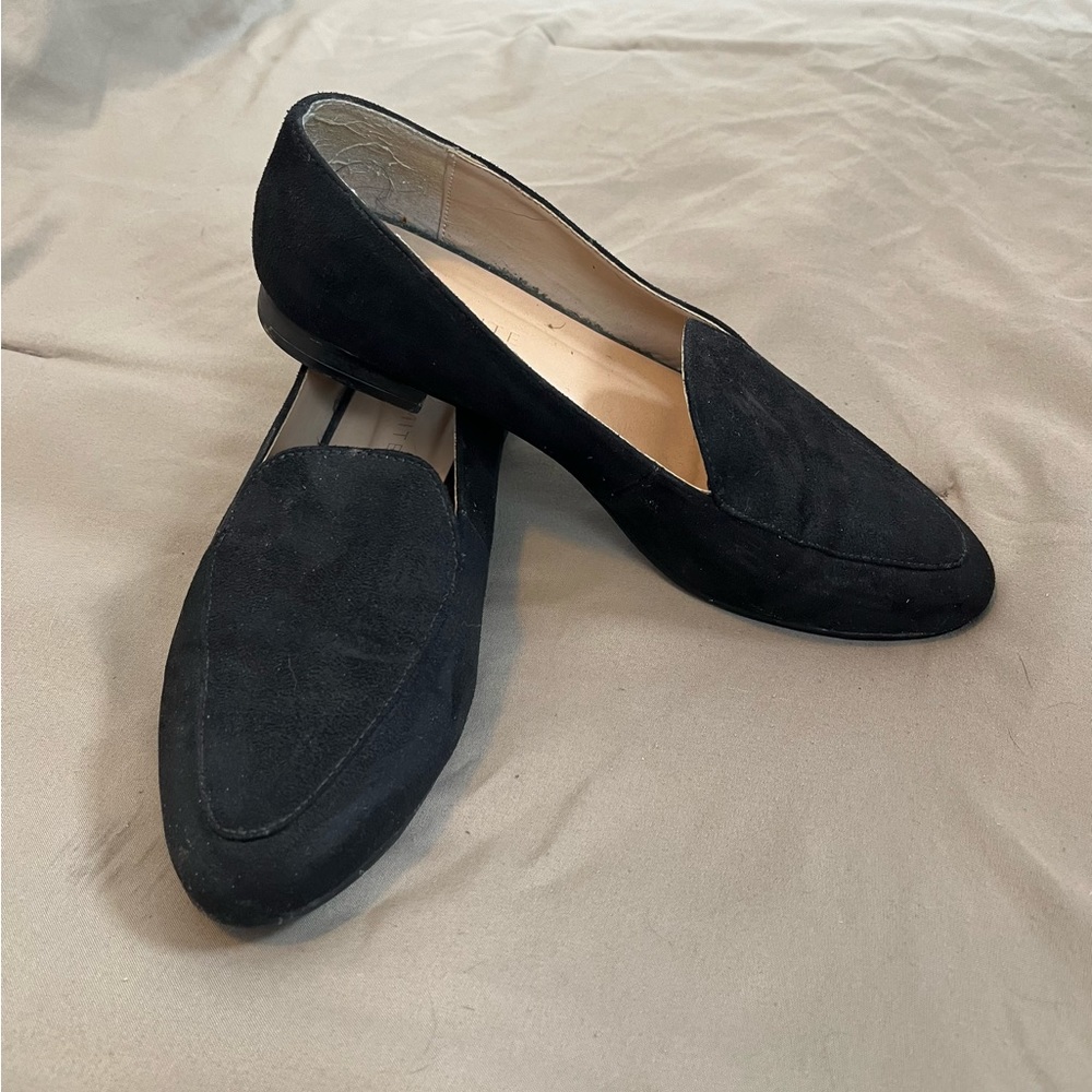 Black suede pointed flats